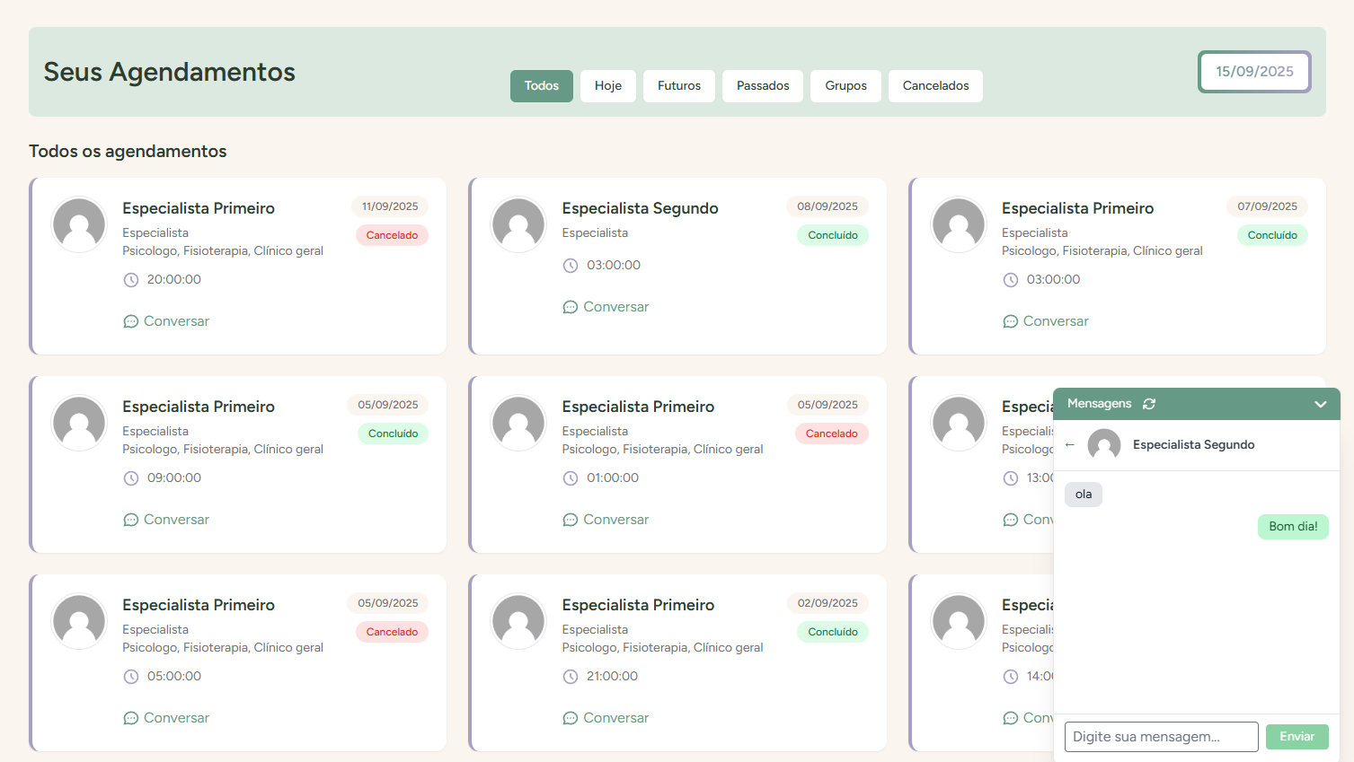 Visualização do Sistema