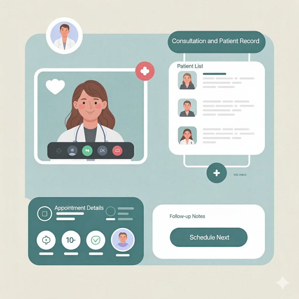 Ilustracao da consulta e prontuario