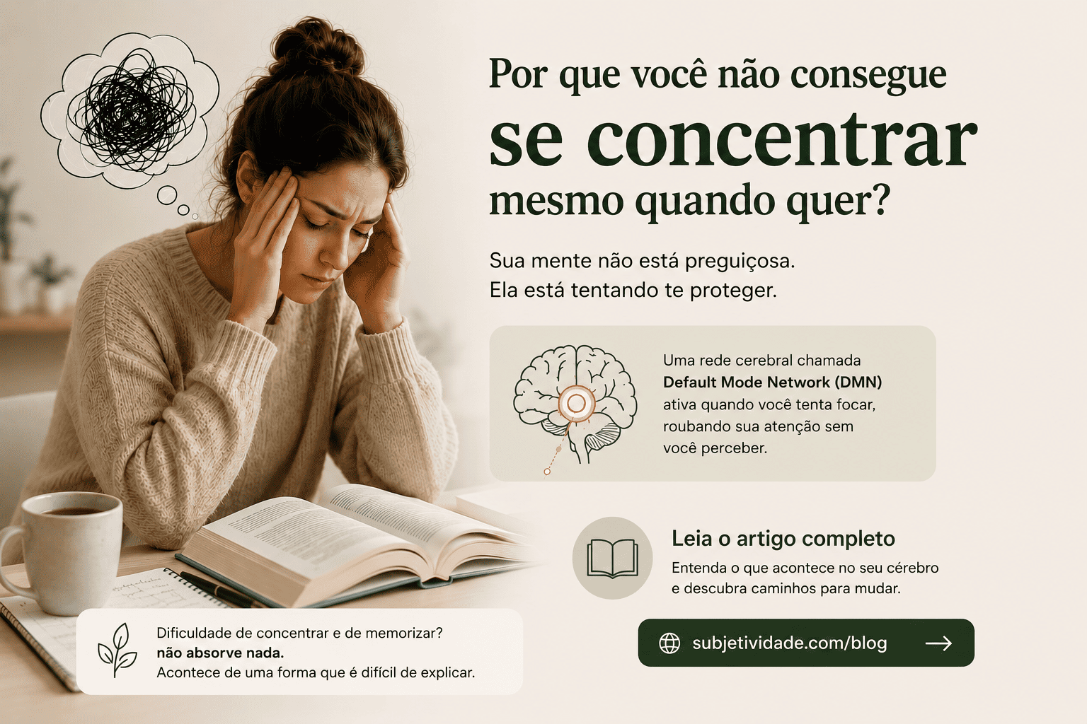 Dificuldade de concentrar e de memorizar?  não absorve nada. Acontece de uma forma que é difícil de explicar.